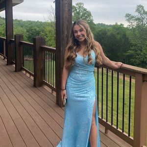 Blue sparkly prom dress